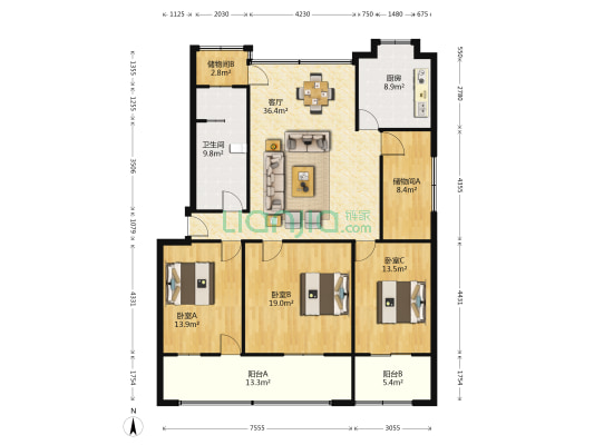 襄阳市不动产登记局家属院 3室1厅1卫 161平方