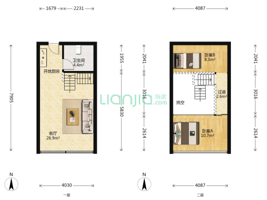 置鼎明珠1号 2室1厅1卫 45平方