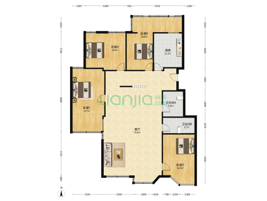 望湖商住楼 4室1厅2卫 210平方