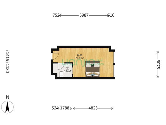 广丰大厦 1室0厅1卫 40平方