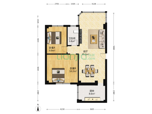金澜新村 2室1厅1卫 92平方
