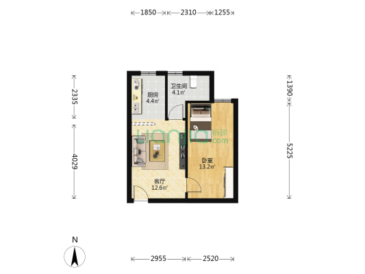 恒达·相府一号院 1室1厅1卫 42平方