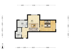 K2狮子城南区 1室1厅 东北-涿州K2狮子城南区户型图