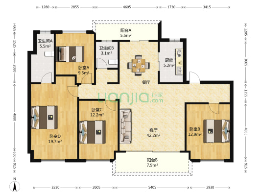 碧桂园伯爵山 4室1厅2卫 147平方