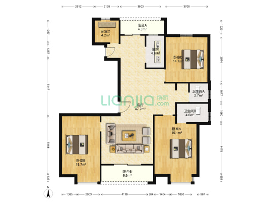 圳秀·金湖湾二区 4室1厅2卫 178平方