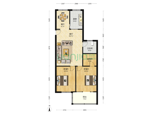 镬子山社区邑祖庙弄 2室2厅1卫 91平方