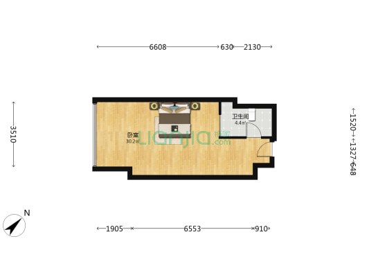 招商东城国际 1室0厅1卫 51平方