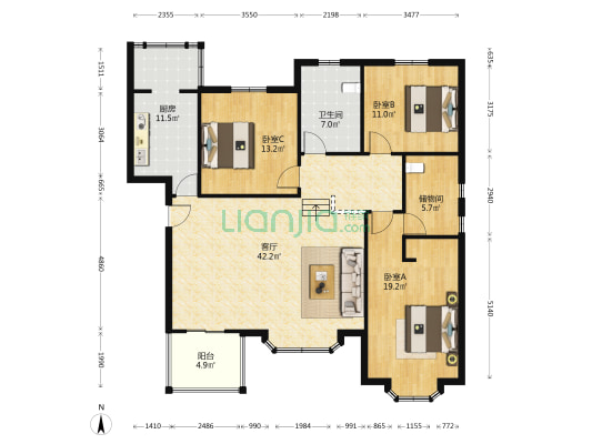 远景庄园 3室1厅1卫 136平方