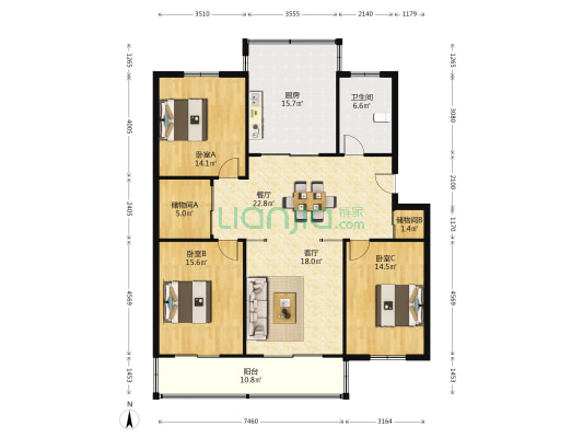 毓秀家园 3室2厅1卫 140平方