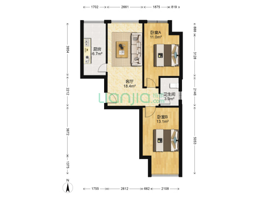 @北京 2室1厅1卫 73平方
