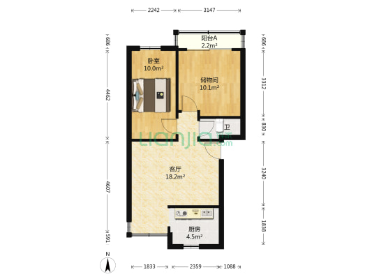 昆明机床厂住宅区 1室1厅1卫 48平方