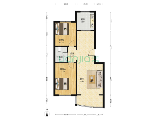 金鑫楼 2室1厅1卫 89平方