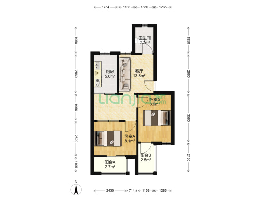 颜港新村七区 2室1厅1卫 56平方