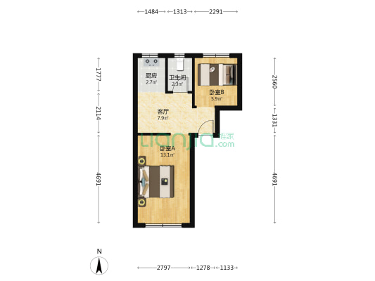 玉龙小区 2室1厅1卫 44平方