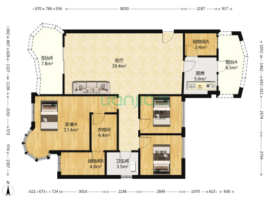 富盈加州阳光花园 3室1厅1卫 139平方