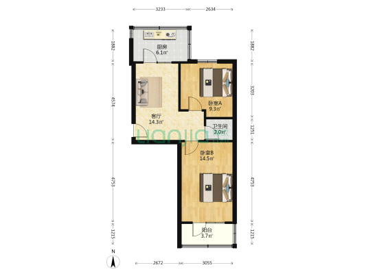 省委家属院 2室1厅1卫 57平方