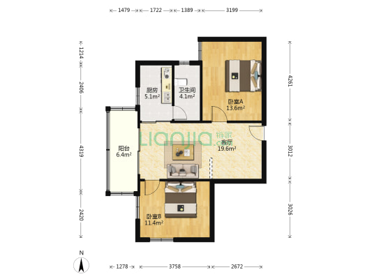 丰乐小区111号大院 2室1厅1卫 70平方
