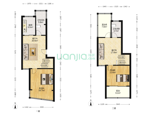大发未来苑 2室2厅2卫 106平方