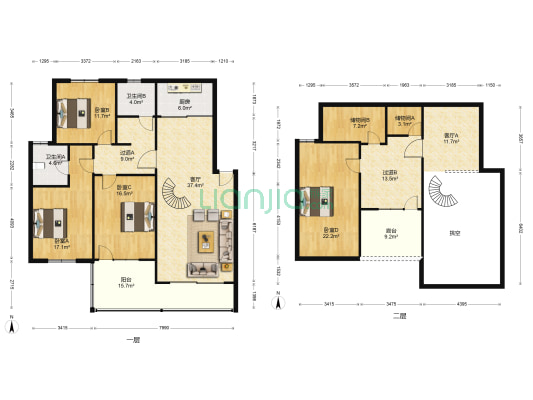 新世纪花园A区 4室2厅2卫 131平方