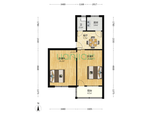 君山路七十六弄 2室1厅1卫 61平方