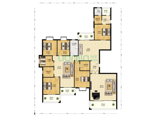 世茂湖滨首府D区 6室2厅2卫 285平方