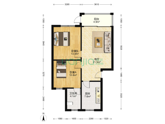 银杏园 2室1厅1卫 80平方