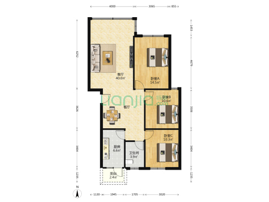 九龙泉小区 3室1厅1卫 100平方