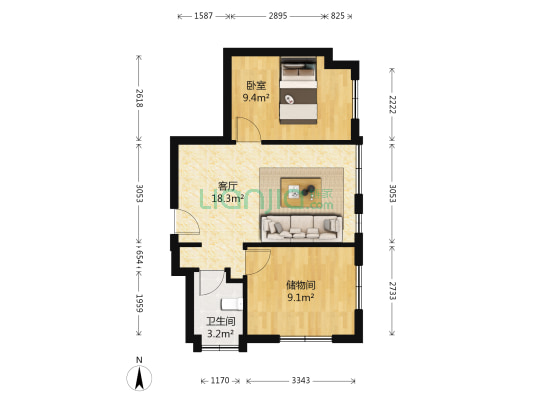 天玺公寓 1室1厅1卫 72平方