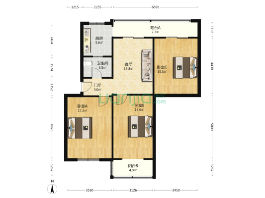 盐业公司宿舍 3室1厅1卫 99平方