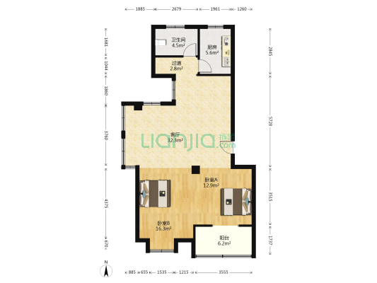 龙湖新村 2室1厅1卫 95平方