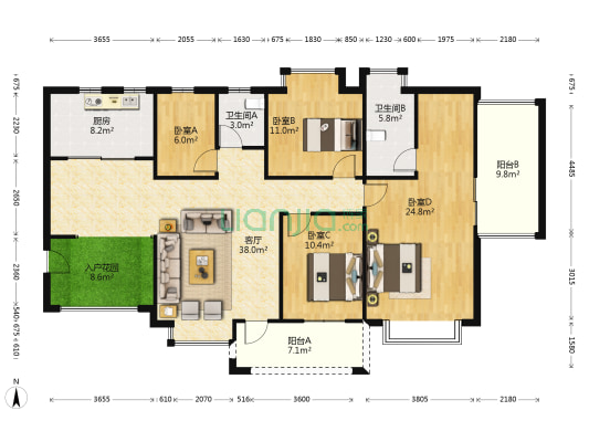 杏林苑 4室1厅2卫 147平方