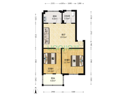 凤凰新村南区 2室1厅1卫 63平方