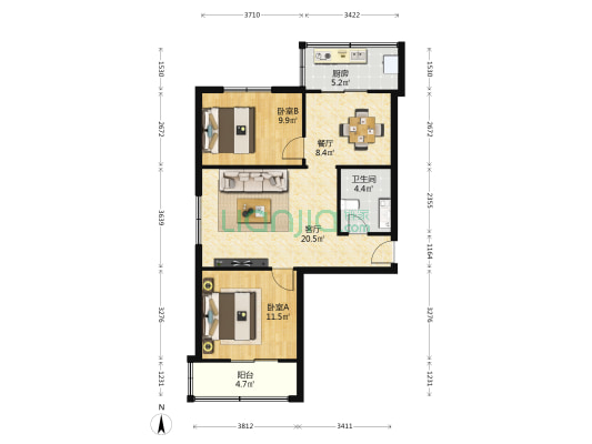 人民日报西安印务中心家属院 2室2厅1卫 80平方