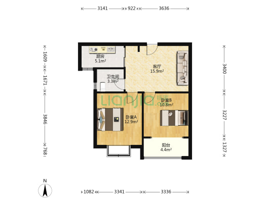 宝怡大厦 2室1厅1卫 71平方