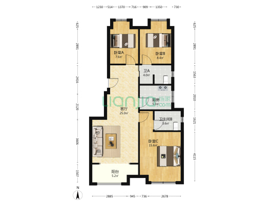 宝龙仕家 3室1厅2卫 94平方