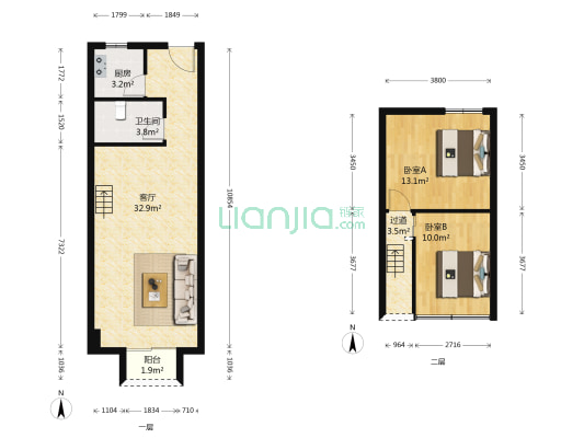 爱丁憬城 2室1厅1卫 58平方