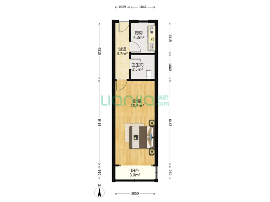 逍遥花园 1室0厅1卫 47平方