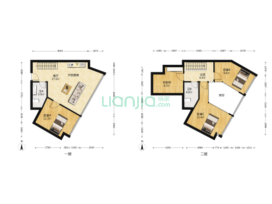卓凡中心 3室1厅2卫 76平方