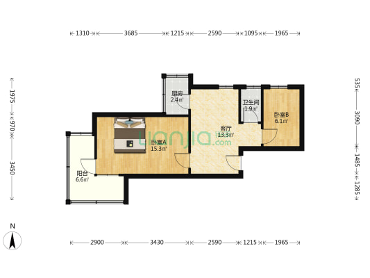 新建巷8号 2室1厅1卫 51平方