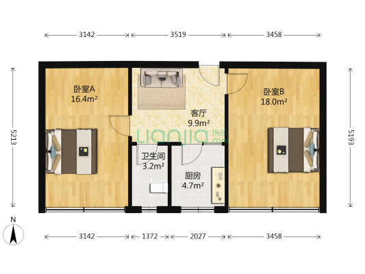 中原东路78号院 2室1厅1卫 59平方
