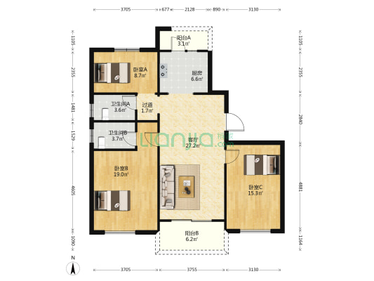 碧桂园山河郡 3室1厅2卫 118平方