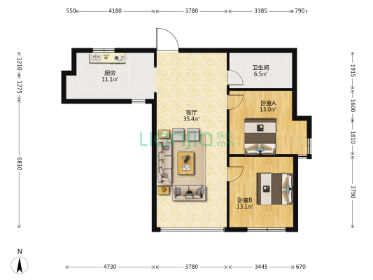滏水名居 2室1厅1卫 105平方