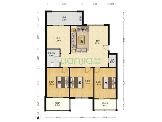 文源二条2号 3室2厅2卫 132平方