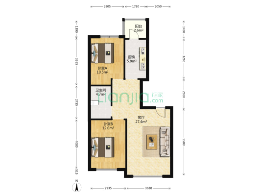 慧时代 2室1厅1卫 93平方