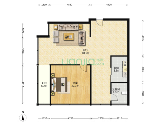 伟嘉装饰城 1室1厅1卫 89平方