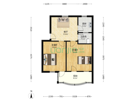 新民新村三区 2室1厅1卫 70平方