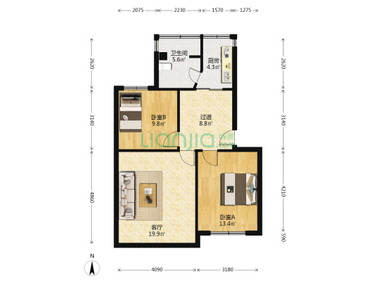 照壁巷22号 2室1厅1卫 78平方