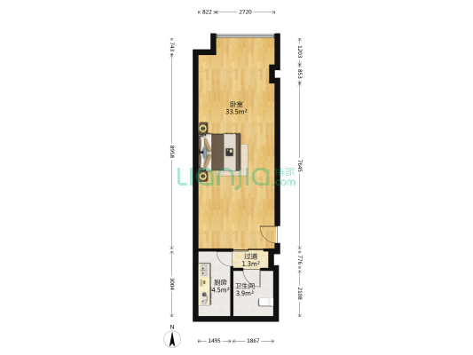 西城国际 1室0厅1卫 63平方