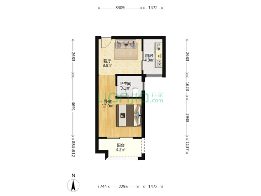 新城新世界四期柏樾 1室1厅1卫 44平方