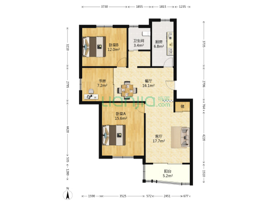金缘坊 3室2厅1卫 104平方